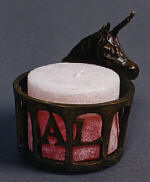 Unicorn Candle Holder - bronze by sculptor Susan Lynes